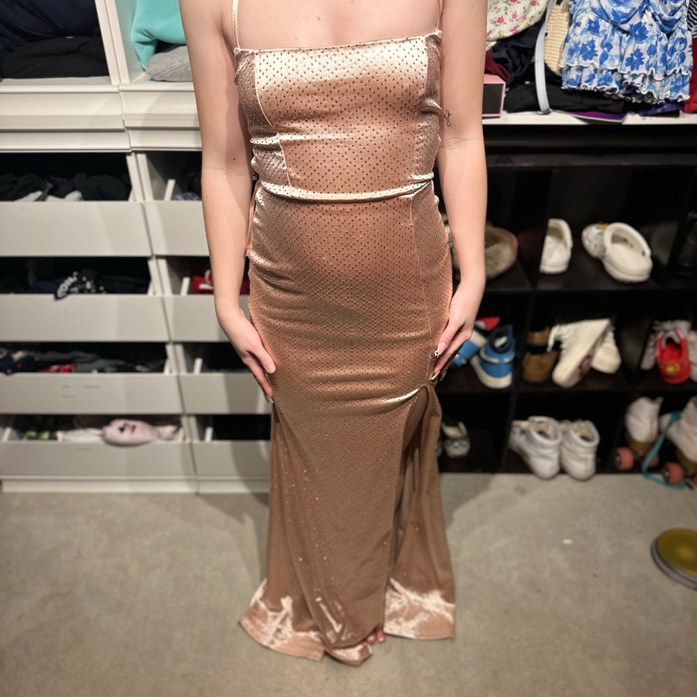 Elegant Satin Rhinestone Dress